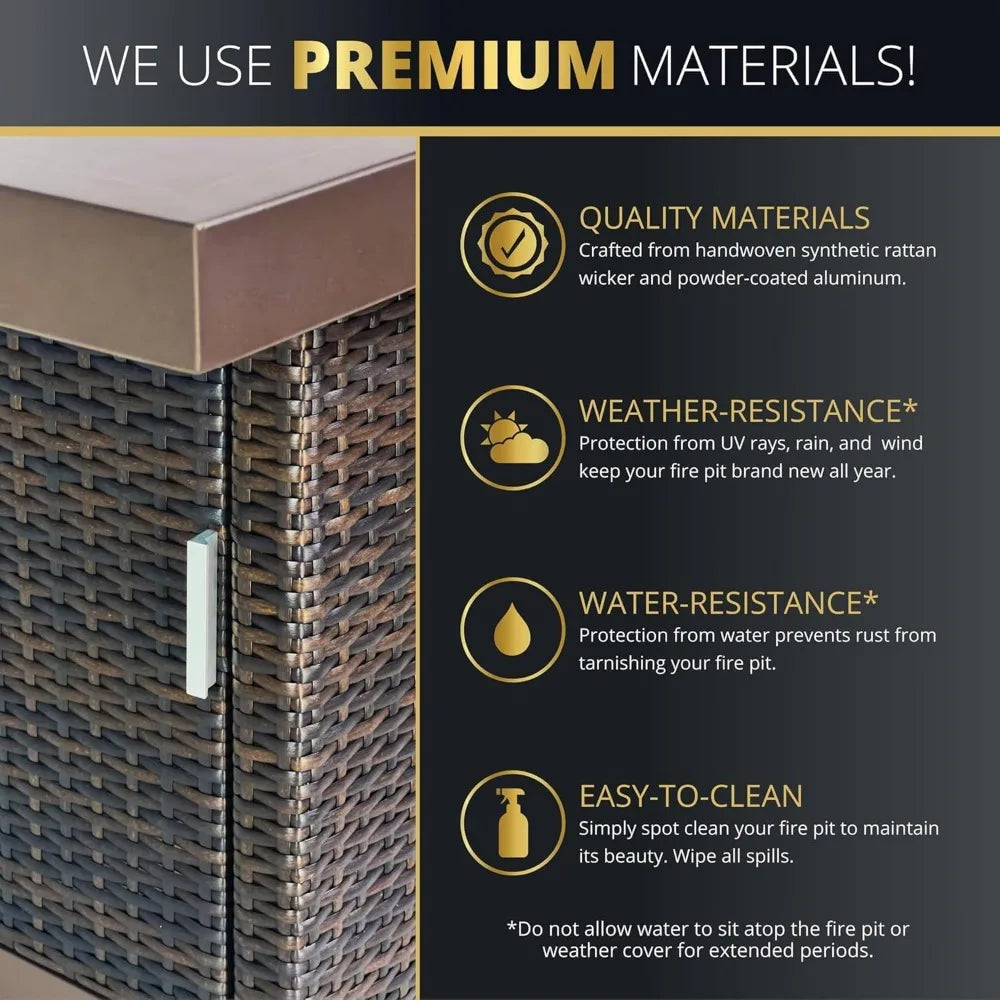 52 Inch Outdoor Propane Fire Pit Table 50000 BTU Rectangular Fire Table