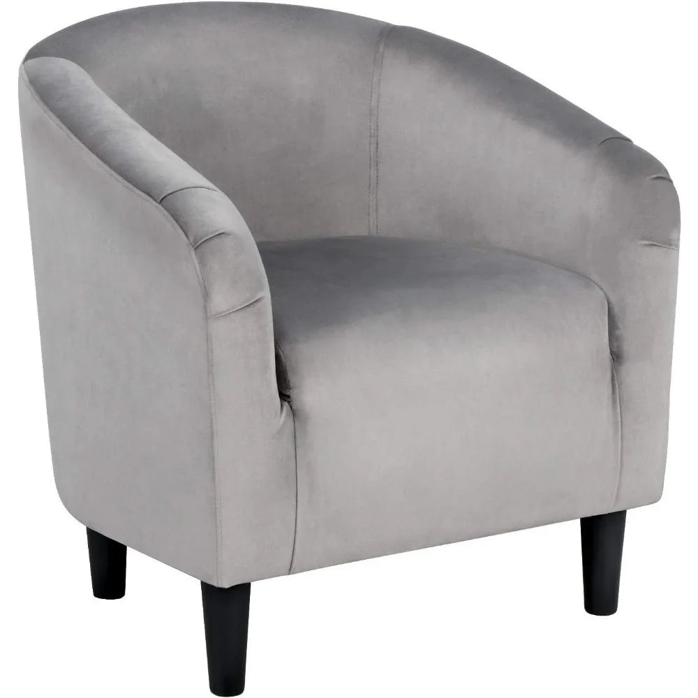 Living Room Velvet Accent Barrel Chair with Armrest for Bedroom