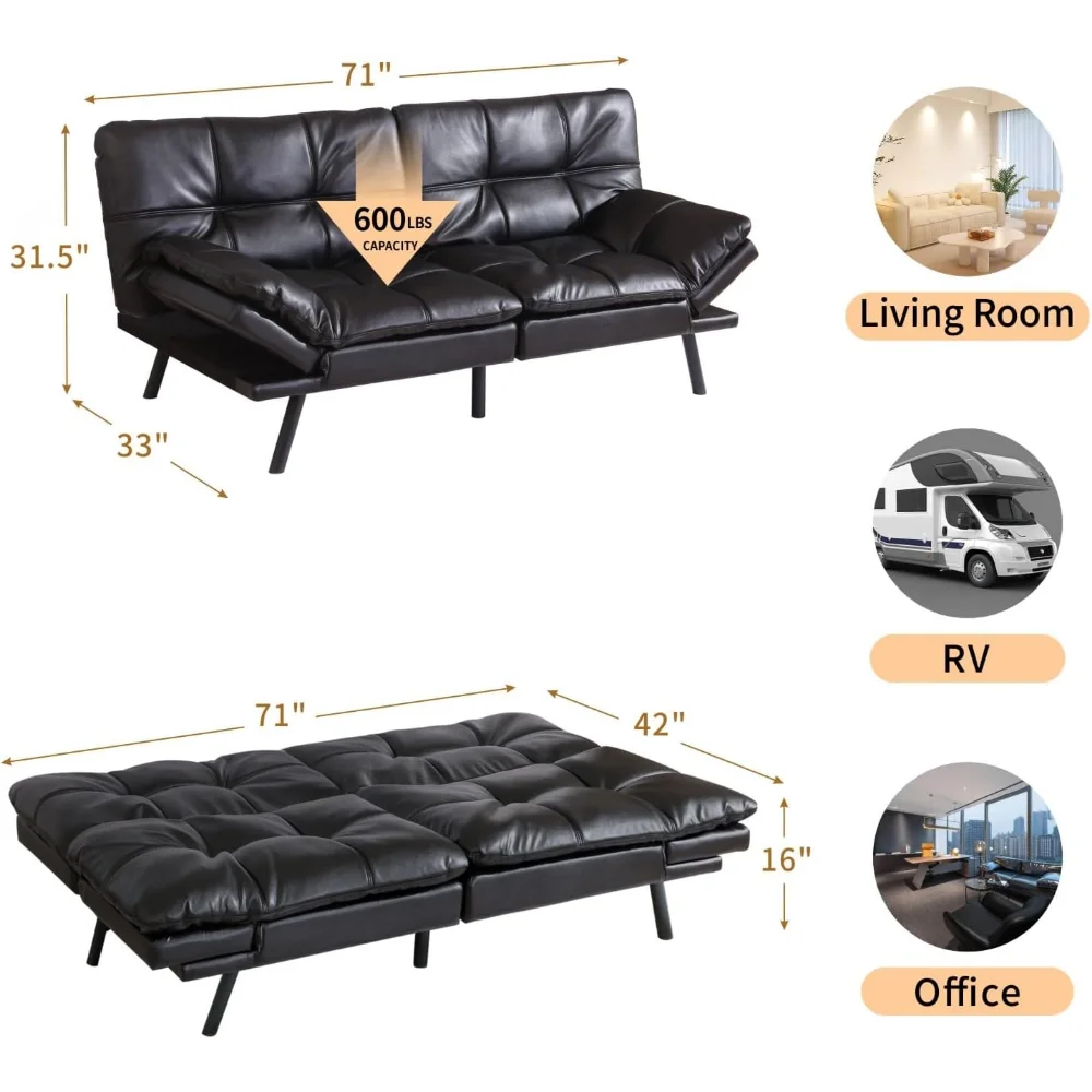 Ljustra Convertible Memory Foam Sofa Bed Modern Futon Couch