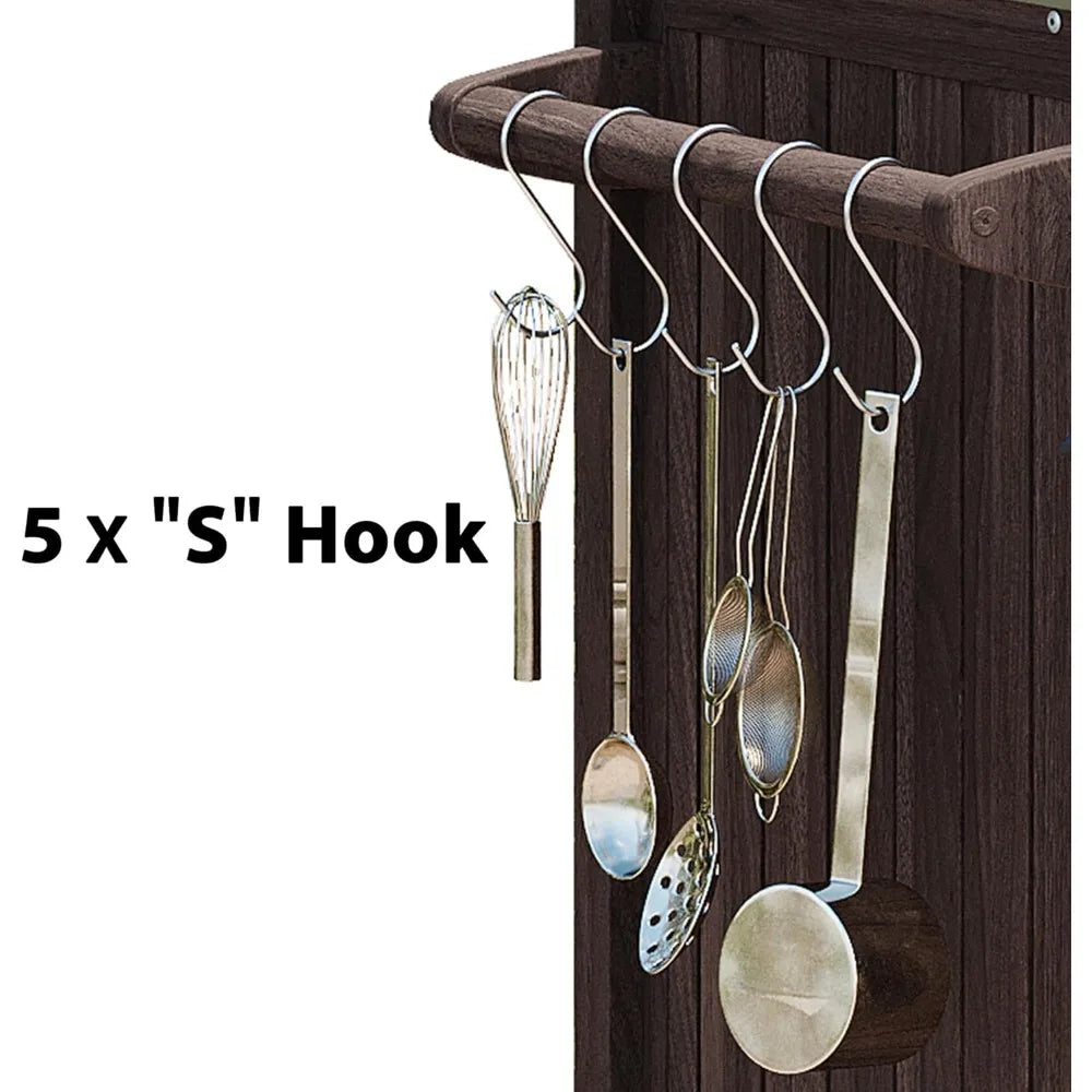 Outdoor Kitchen Island Big Green Egg Grill Table Solid Wood Rolling