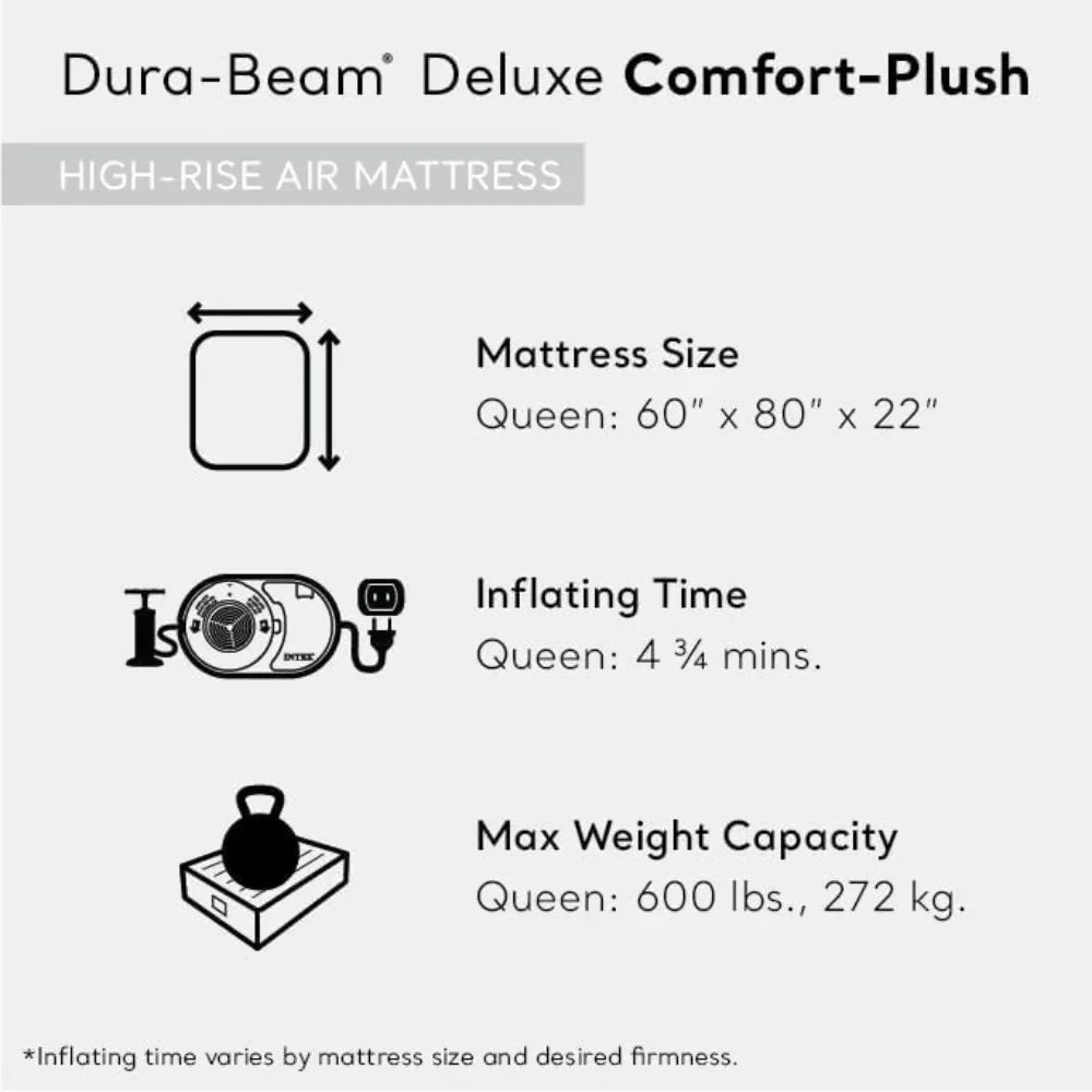 Ljustra 22in Queen Comfort Plush High-Rise Inflatable Air Mattress