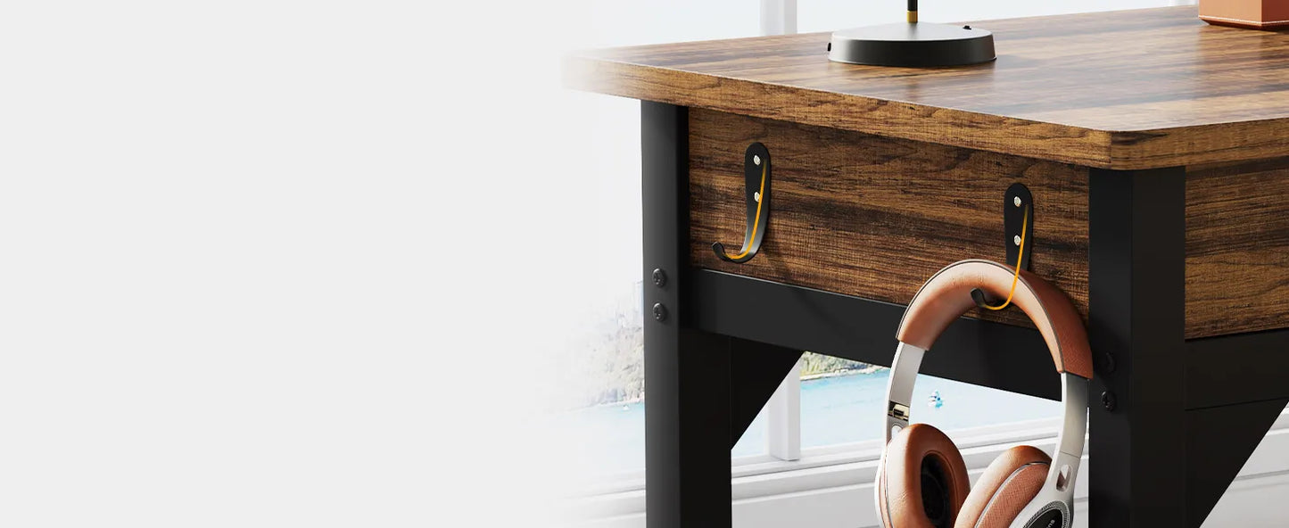 Ljustra 200cm Computer Desk Double Long Office Table with 2 Drawers