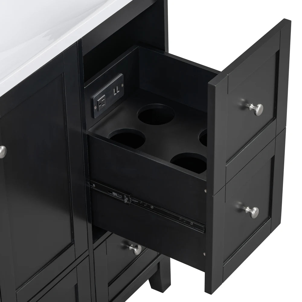 36 Inch Modern Bathroom Vanity with USB Charging and Ample Storage
