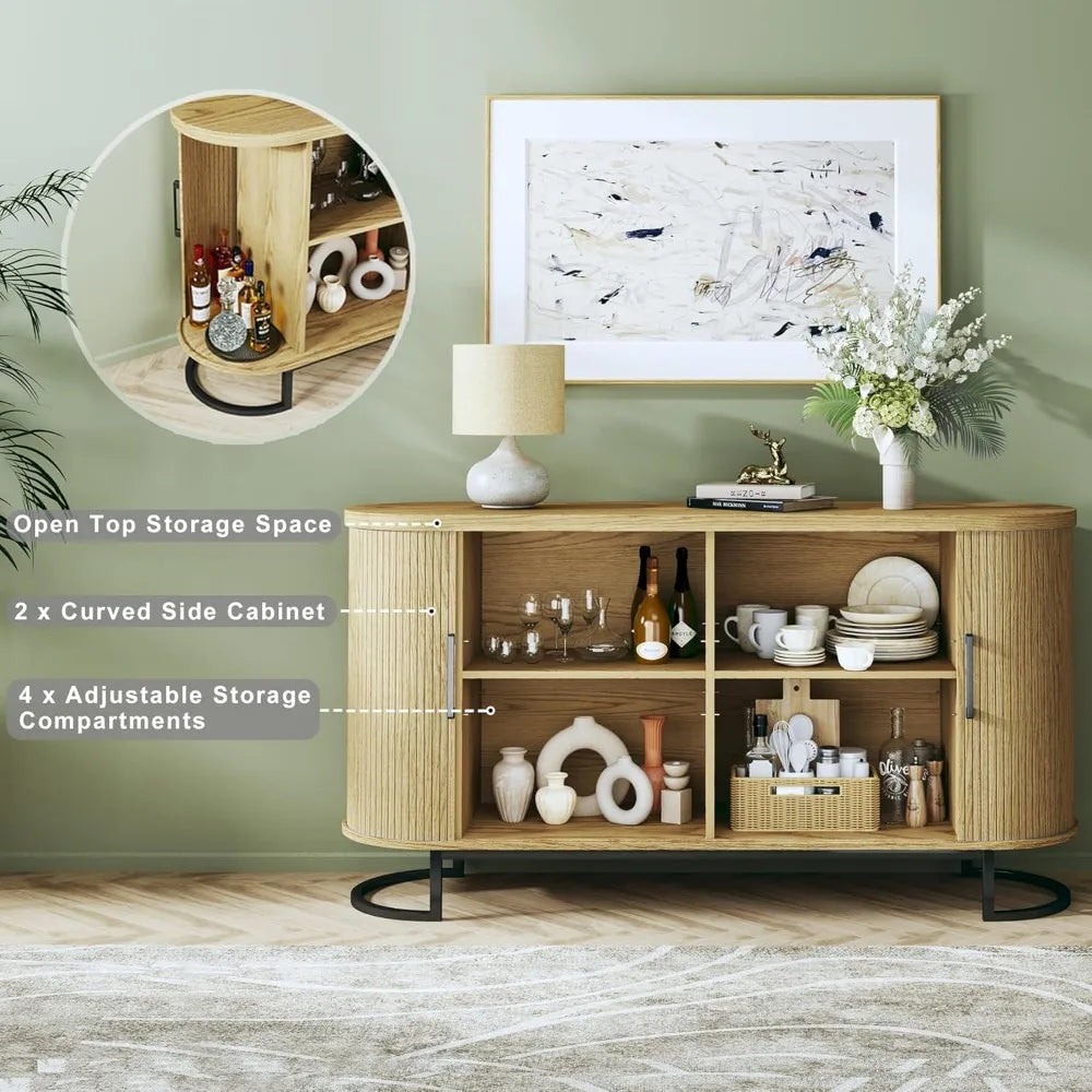 Ljustra 54.3" Sideboard Buffet Cabinet Adjustable Shelves Modern Console