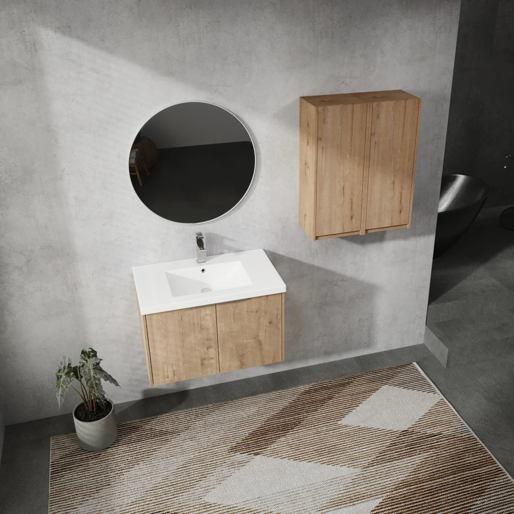30 Inch Wall Mounted Bathroom Vanity With Sink and Side Cabinet