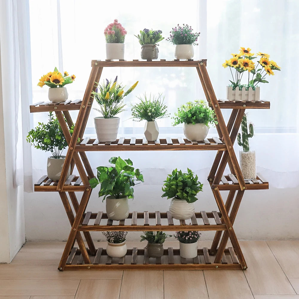 Extra Large 8 Tier Wood Plant Stand Indoor Outdoor Flower Rack