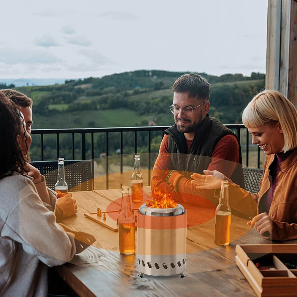 Smokeless Tabletop Fire Pit Stainless Steel Mini Indoor Outdoor Bonfire
