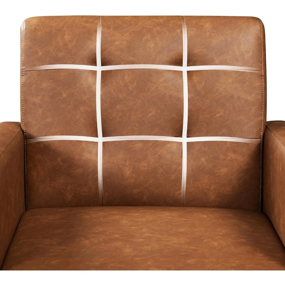 Mid-Century Accent Chair PU Leather Upholstered Living Room Armchair