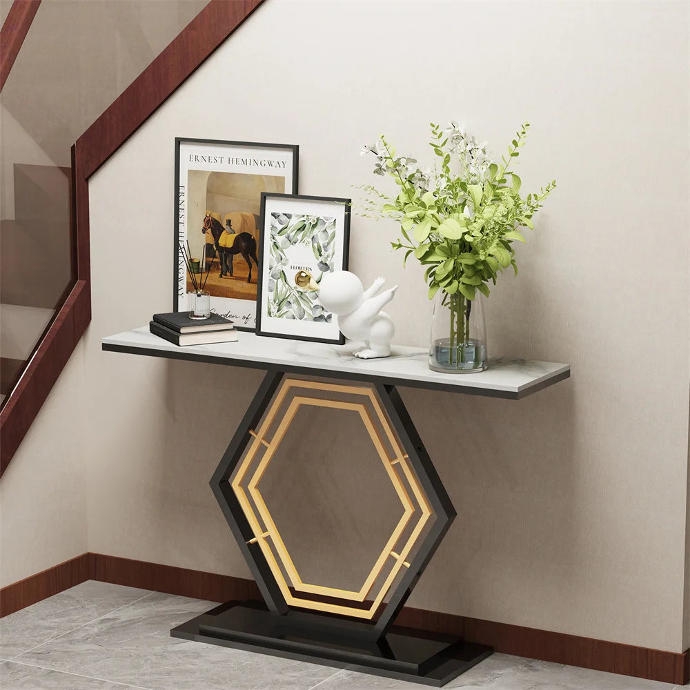 Ljustra Console Table Modern Geometric Sintered Stone Accent Table
