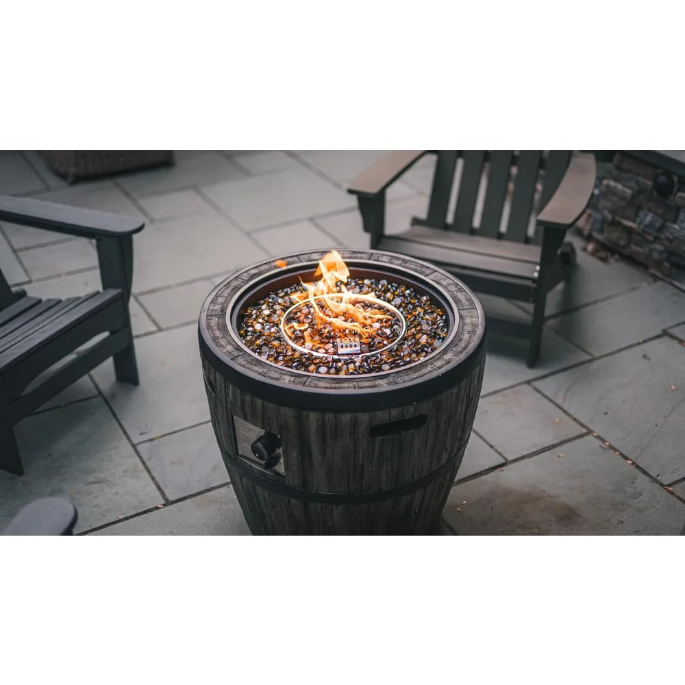 27 Inch Outdoor Wine Barrel Gas Fire Pit for Patios Cafes Model FP0121-P