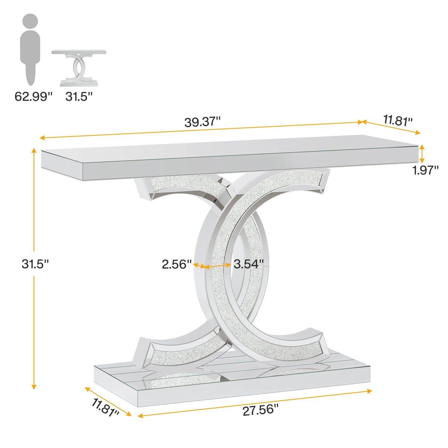 Ljustra Modern 39-Inch Console Table Faux Marble Gold Metal Legs