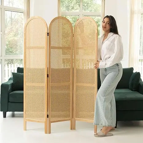 Ljustra Pine Wood Room Divider Folding Privacy Screen Freestanding 5.6 Ft