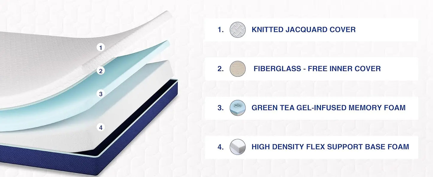 Ljustra 6 Inch Gel Cooling Memory Foam Mattress Medium Firm Support