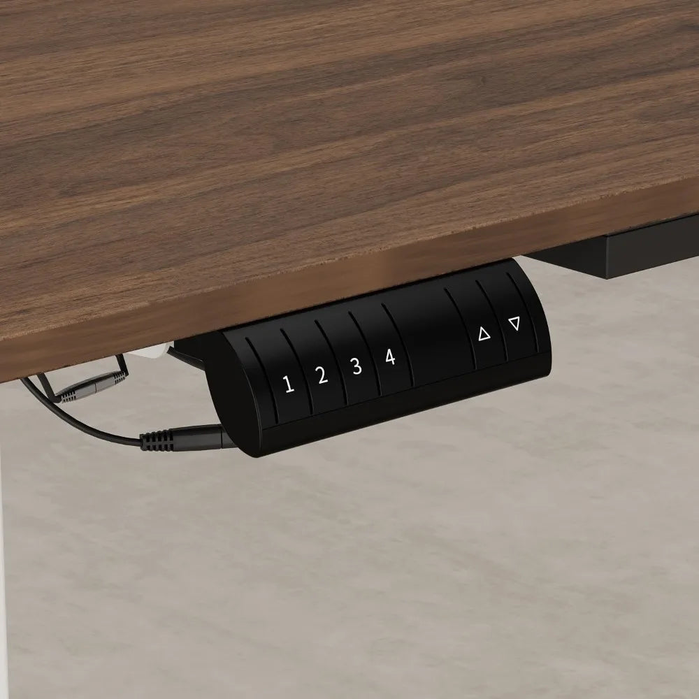 L Shaped Electric Standing Desk with Drawers and Shelves Height Adjustable