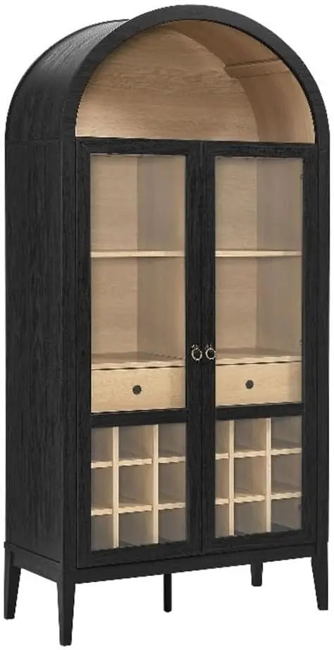 Nolan Modern Farmhouse Arched Bar Cabinet Tall Wine Storage 72 Inch