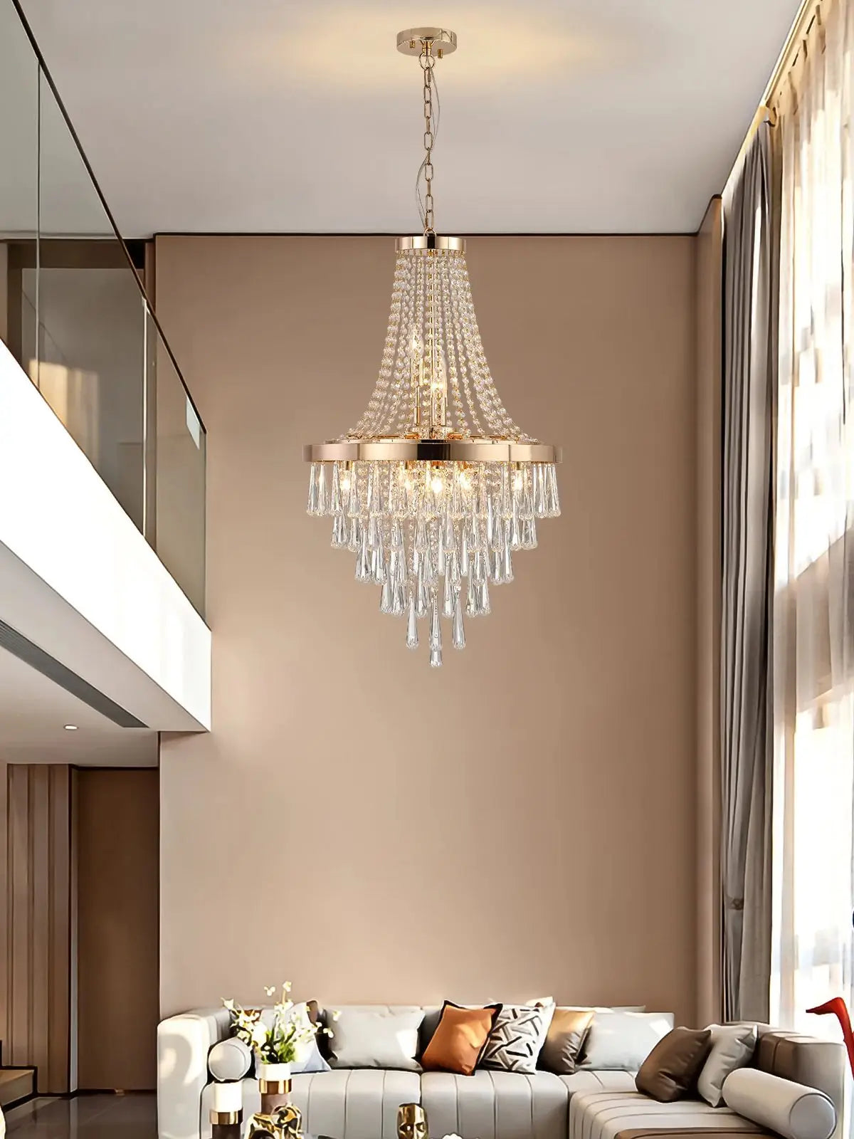 19.7-inch Crystal Chandelier Adjustable Height Modern Ceiling Light Fixture