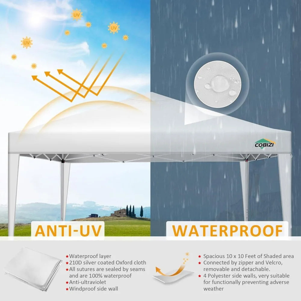 10x10 Pop Up Canopy Tent with 4 Sidewalls Waterproof Easy Set Up