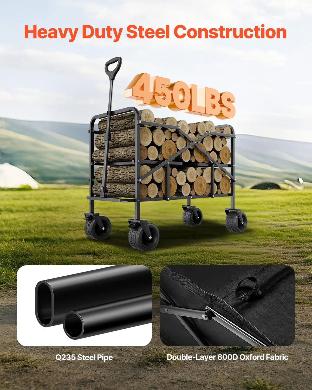 Large Collapsible Double Decker Wagon Heavy Duty Beach Cart Utility