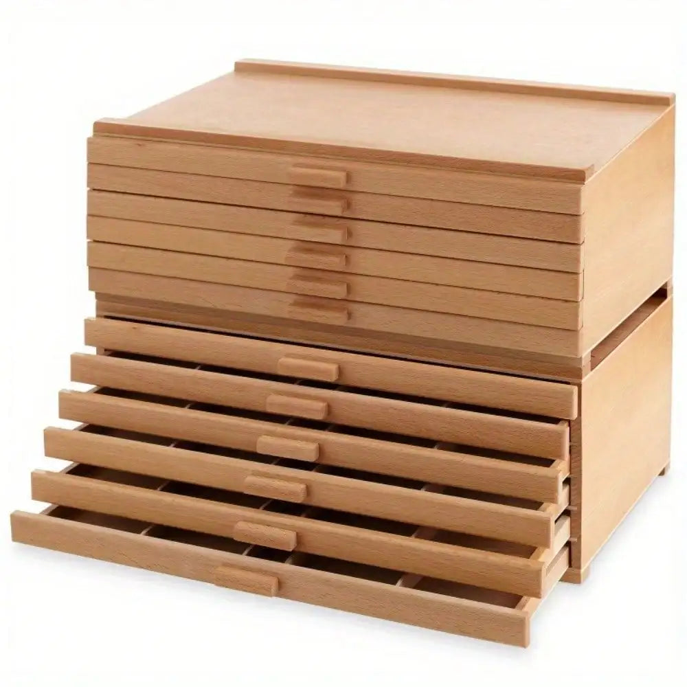 Ljustra 12-Drawer Wooden Storage Box for Art Supplies Organization