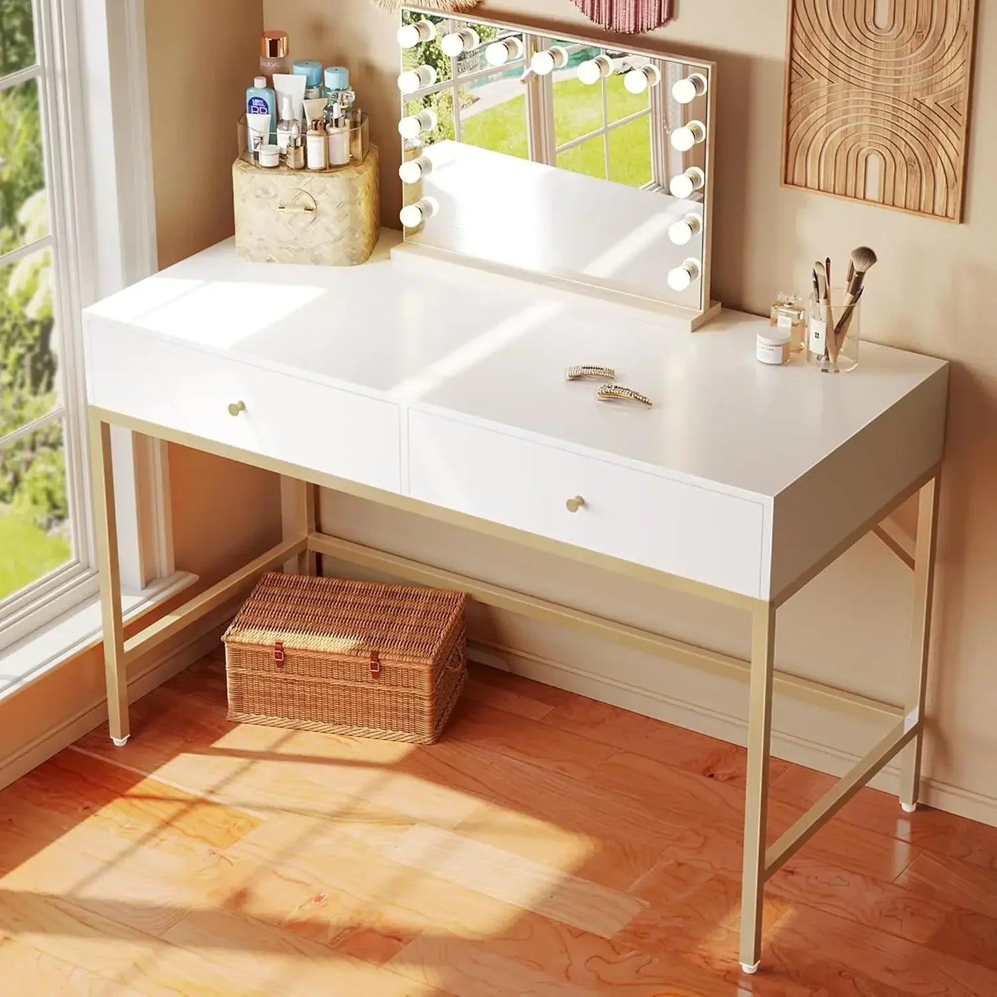 Modern Vanity Desk with Drawers Makeup Computer Desk for Home Office
