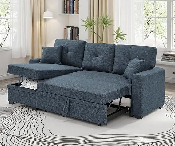 Reversible Sectional Sofa Bed with Storage Chaise Pull Out Couch
