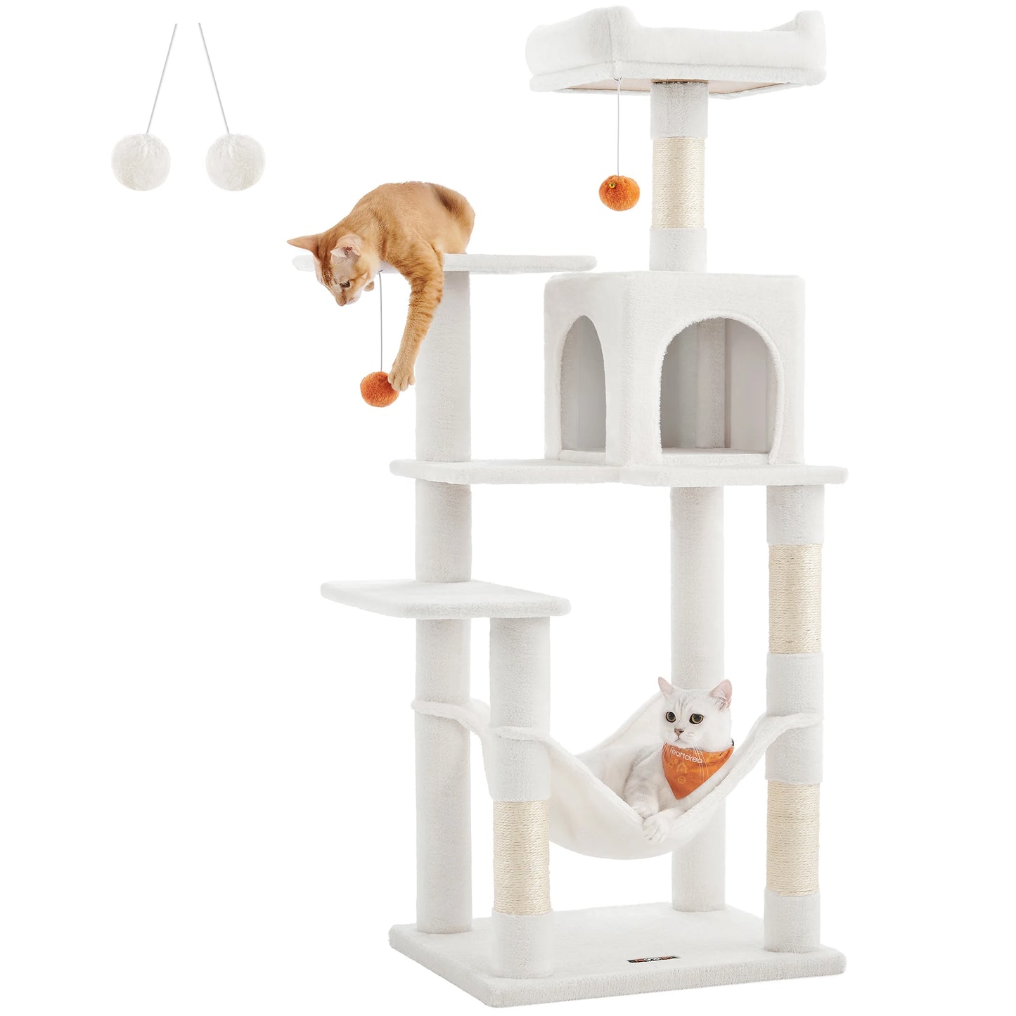 Ljustra 56 Inch Cat Tree Multi-Level Cat Condo with Scratching Posts
