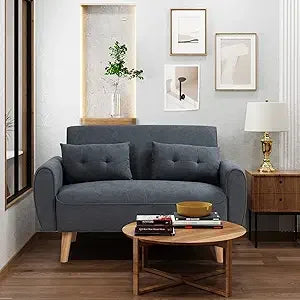 Small Modern Loveseat Sofa Mid Century Fabric Upholstered Couch
