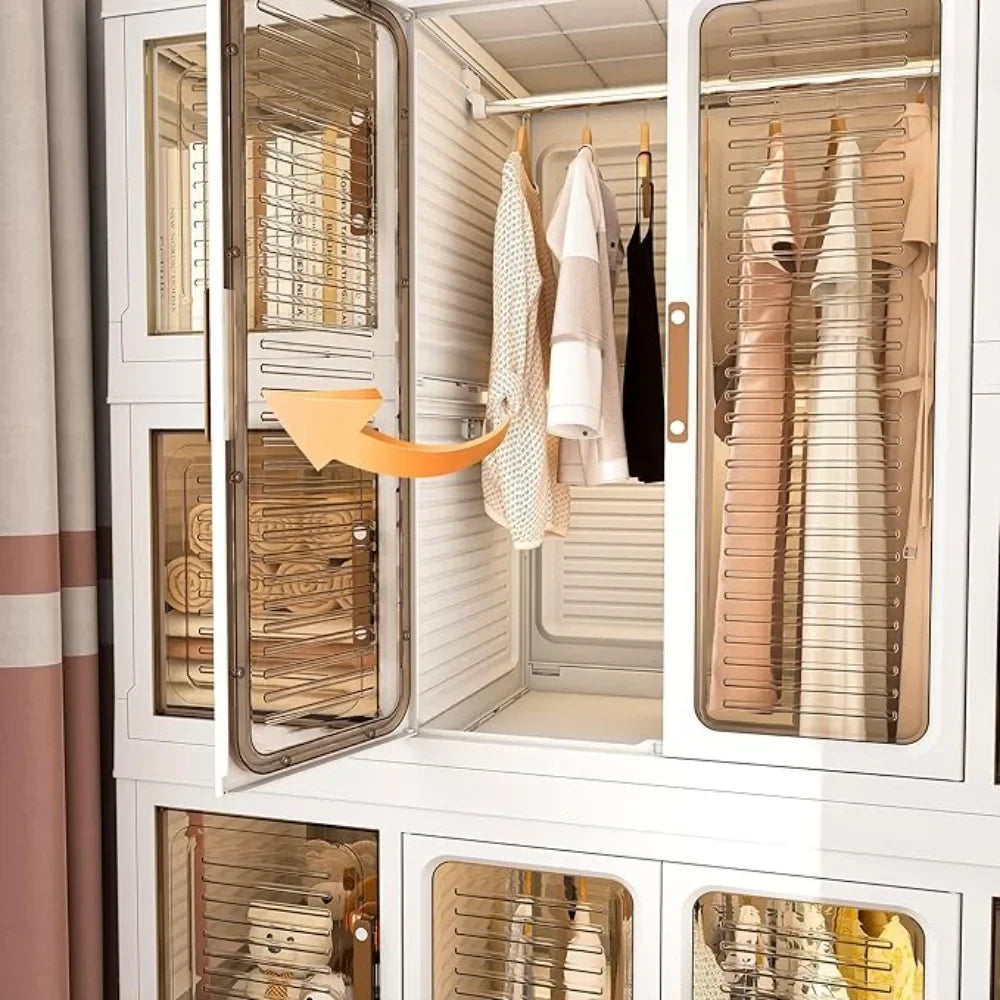 Portable Wardrobe Closet Organizer Collapsible Storage for Clothes
