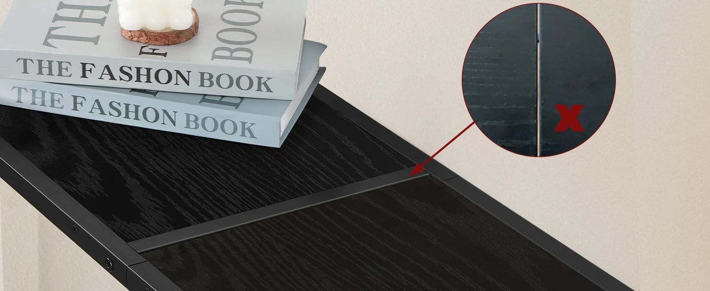 Narrow Wood Metal Console Table 31.5 Inch Slim Design for Entryway Living Room