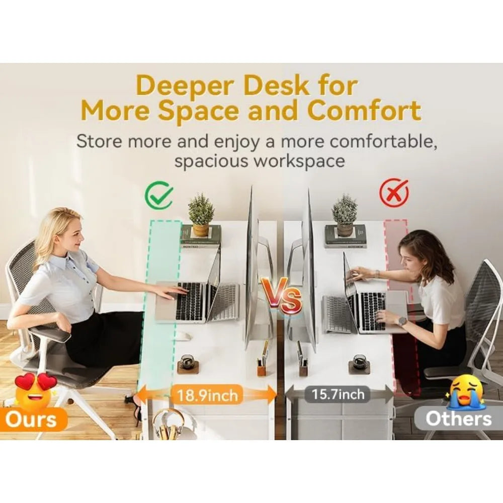 48 Inch Modern Computer Desk with 8 Drawers for Home Office Gaming