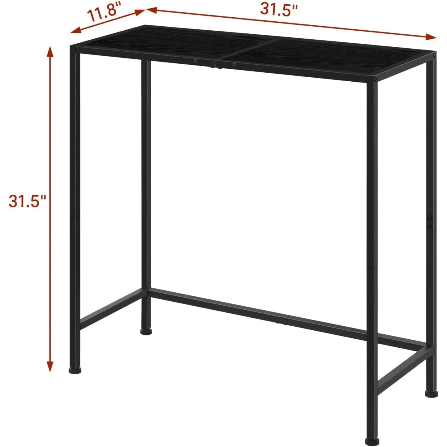 Narrow Wood Metal Console Table 31.5 Inch Slim Design for Entryway Living Room