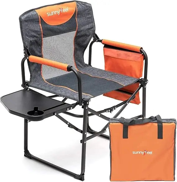 Heavy Duty Portable Folding Camping Chair with Side Table and Pocket