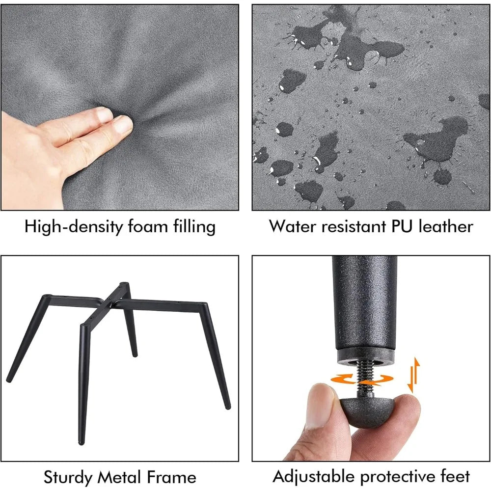 Living Room Faux Leather Accent Chair Tufted Armchair for Home Office