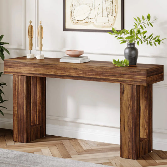 Ljustra 63 Inch Farmhouse Console Table Wooden Sofa Table Entryway Hallway