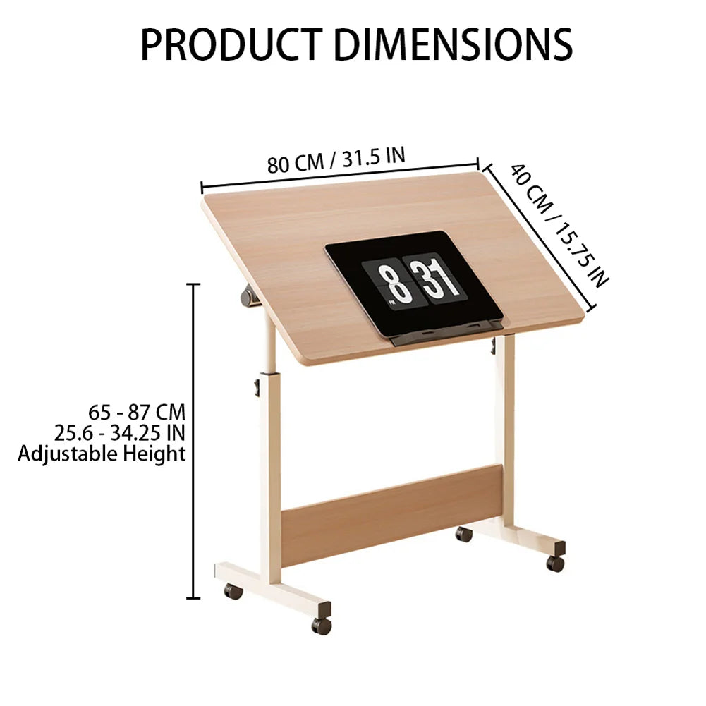 Small Standing Adjustable Height Mobile Desk with Wheels for Home Office