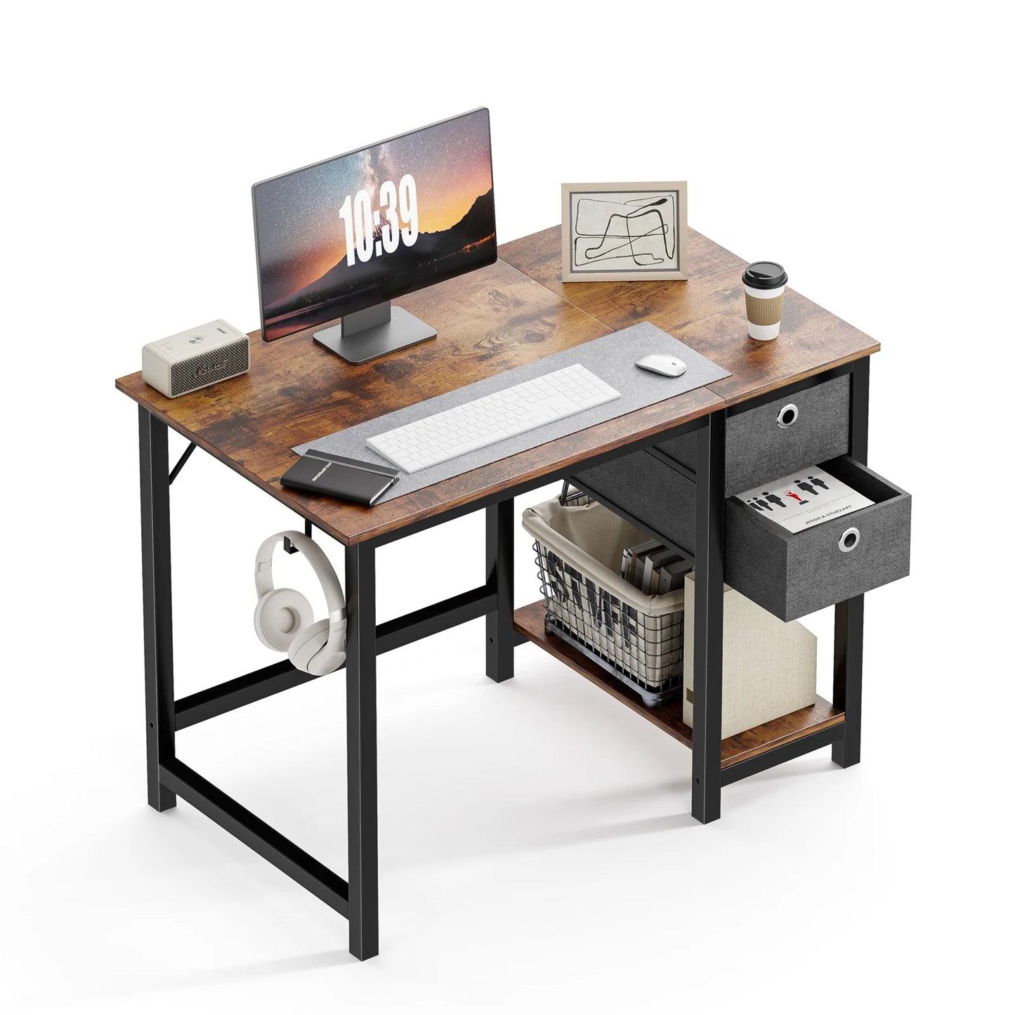 Ljustra 55 Inch Computer Desk With Drawers Home Office Writing Desk
