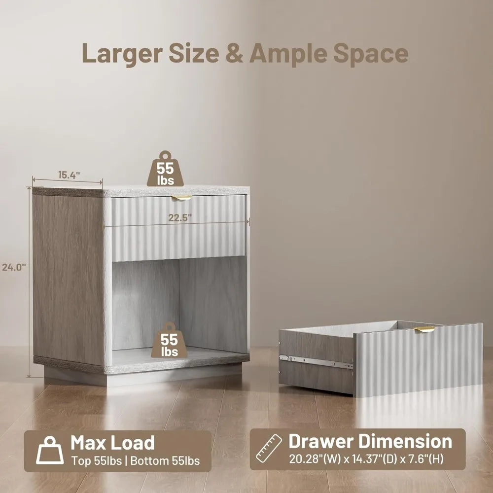 Modern Nightstands Set of 2 with Drawers for Bedroom Living Room