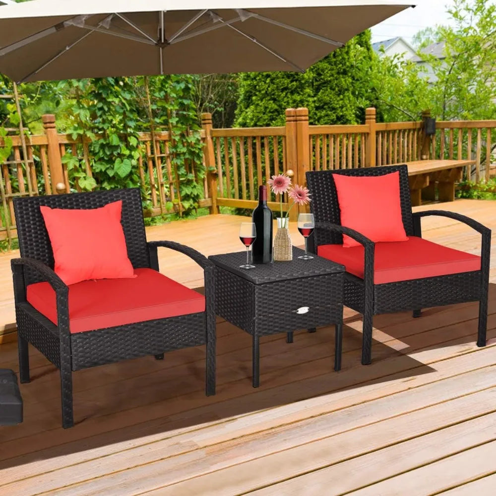 Ljustra Rattan Patio Furniture Set 3 Pieces Wicker Conversation Set