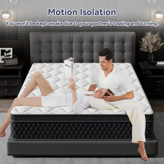 King Hybrid Mattress 10 Inch Thick Pocketed Coils Memory Foam