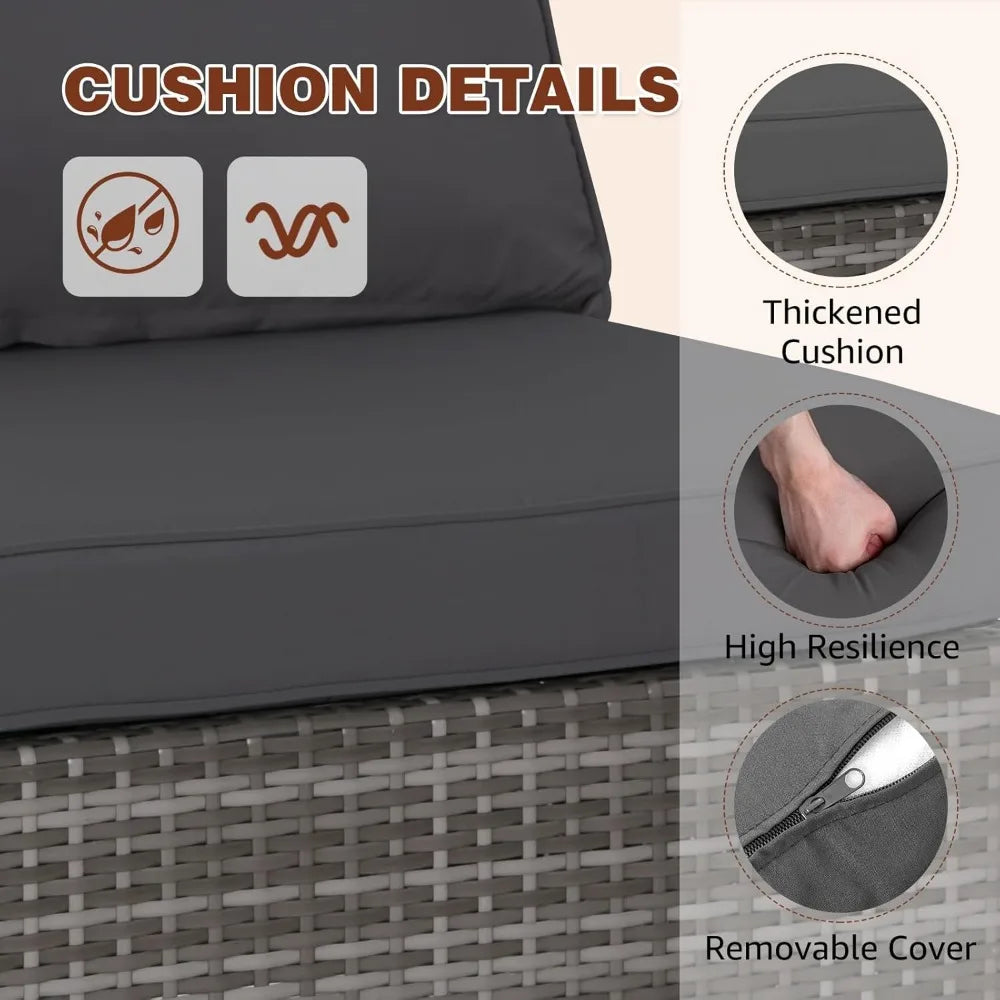 Modular Wicker Outdoor Sectional Sofa Set Patio Furniture Conversation Set