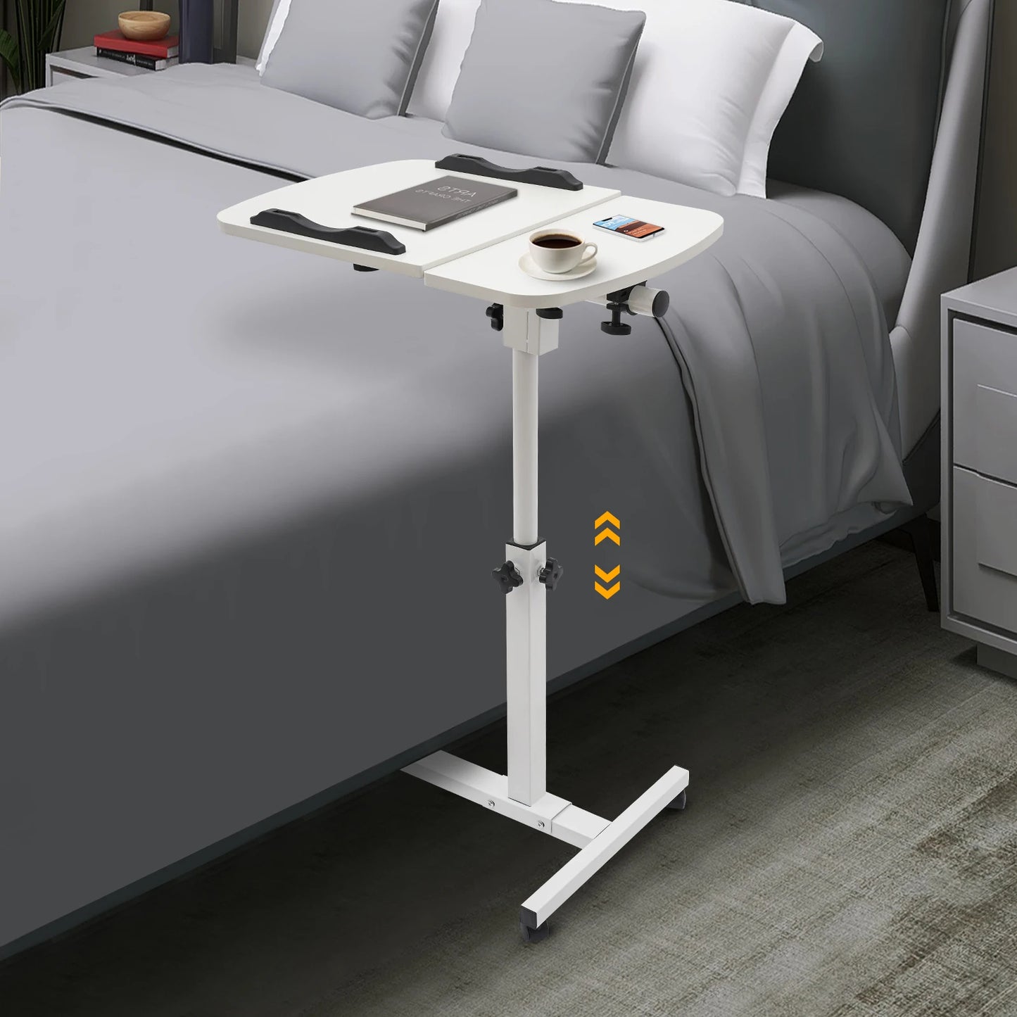 Adjustable Laptop Desk Stand with Swivel Wheels for Home Office