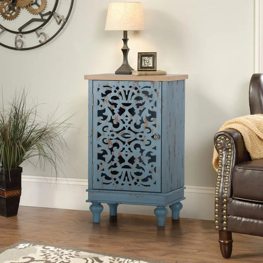 Ljustra Sophia William Small Accent Cabinet Distressed Nightstand Storage
