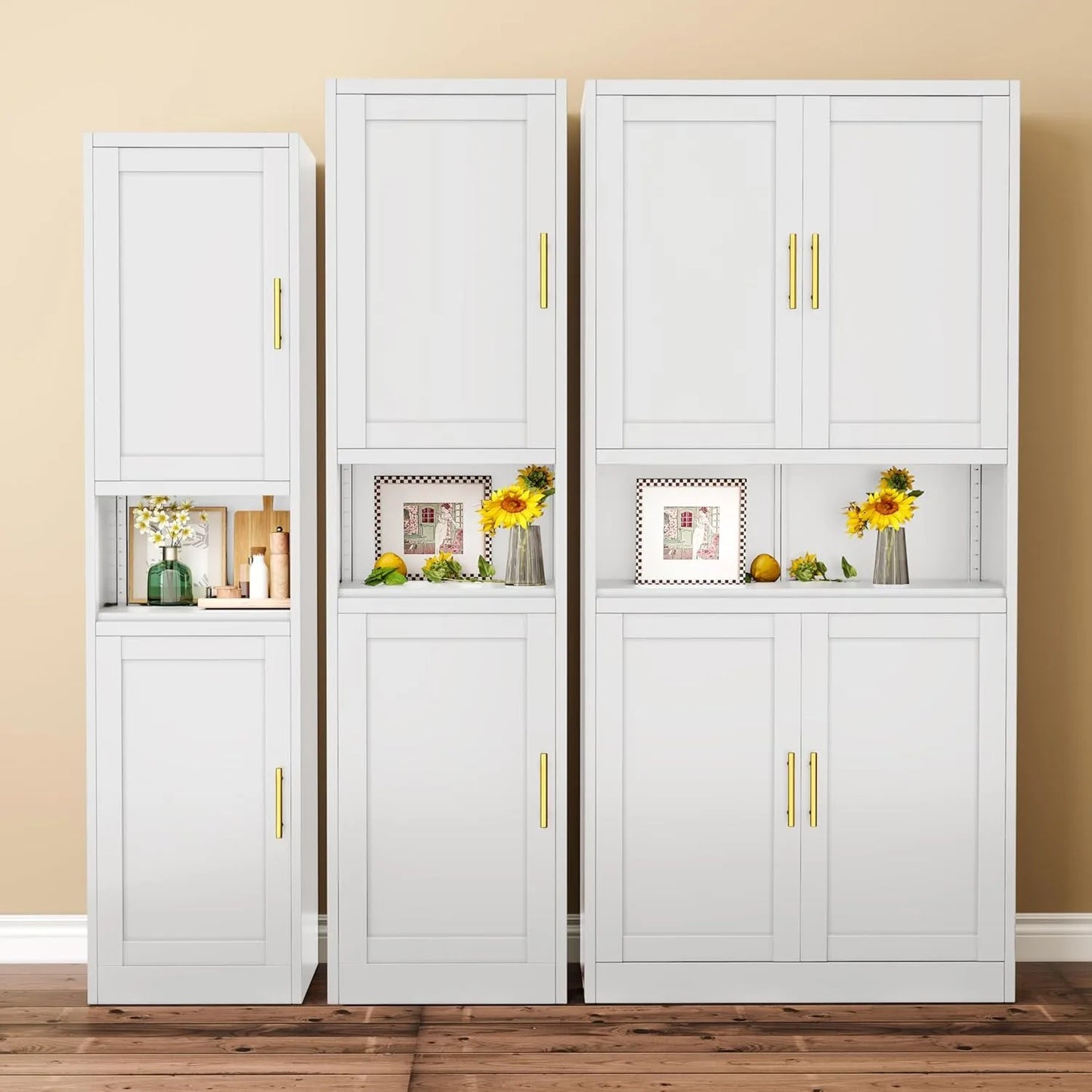 Tall Narrow Storage Cabinet 66.93" H Adjustable Shelves Home Office Kitchen