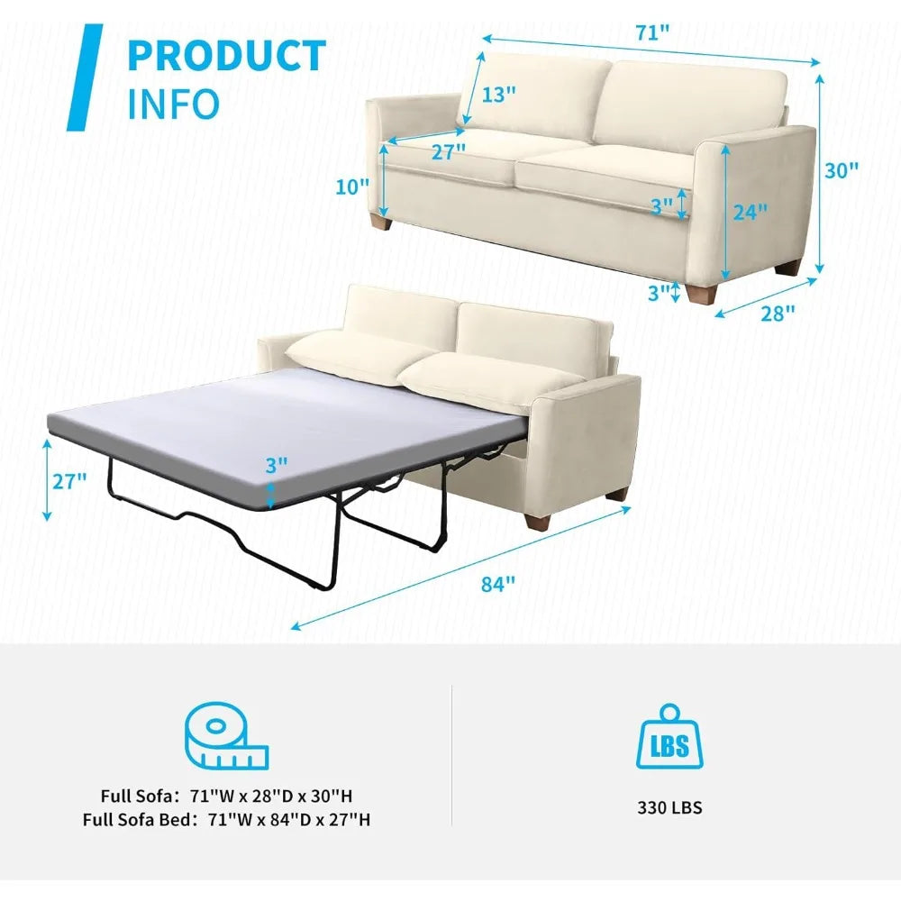 Ljustra 2-in-1 Full Pull Out Sofa Bed Modern Velvet Loveseat Sleeper Couch