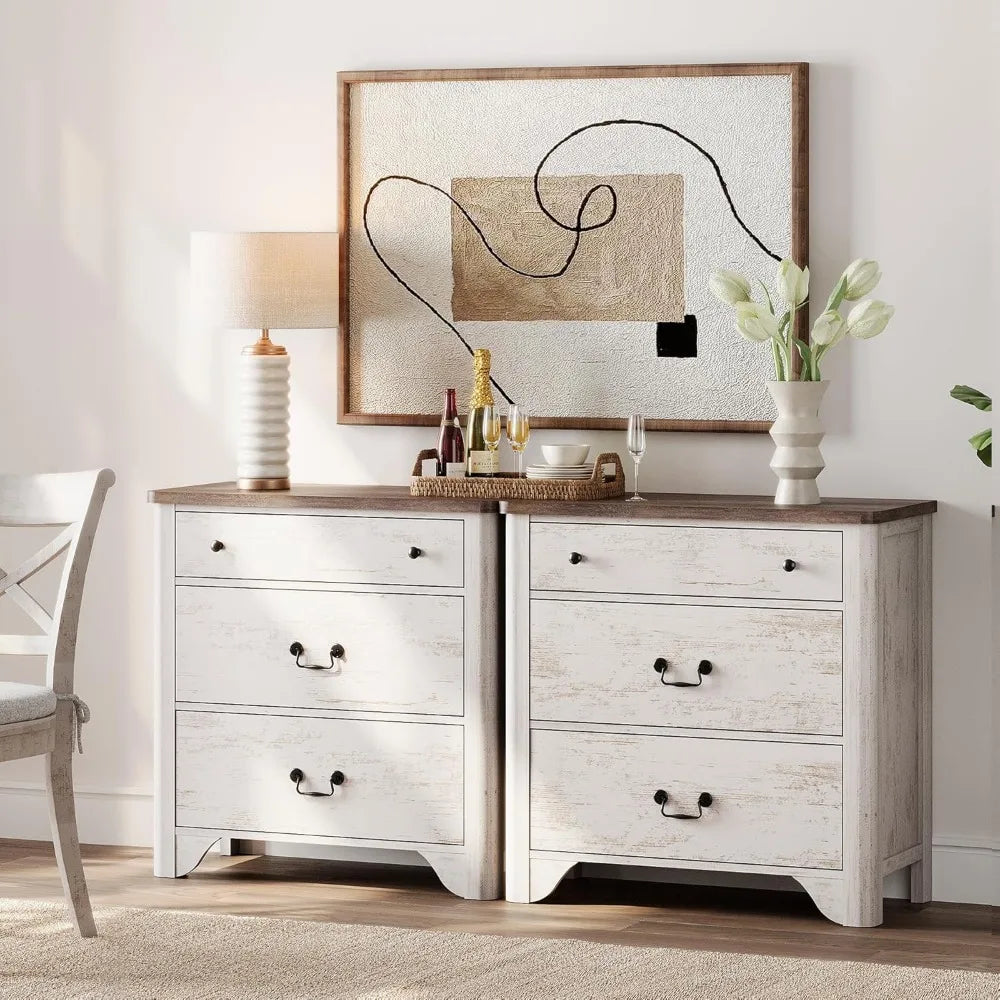 31.5" Wide End Tables Set of 2 Nightstand Large Storage Farmhouse Style