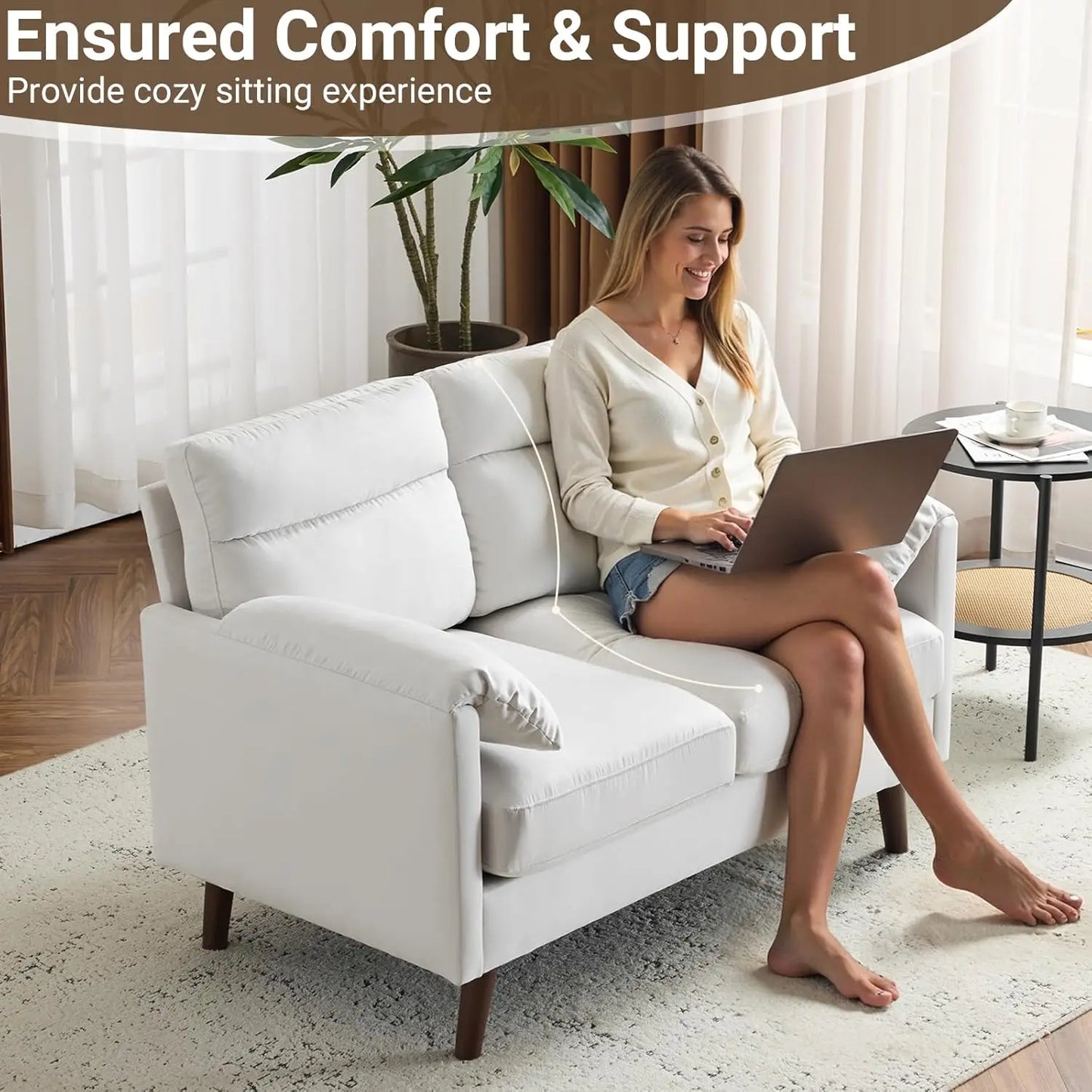 Ljustra Mini Loveseat Sofa Couch Small Space Comfy Seating 48.8"