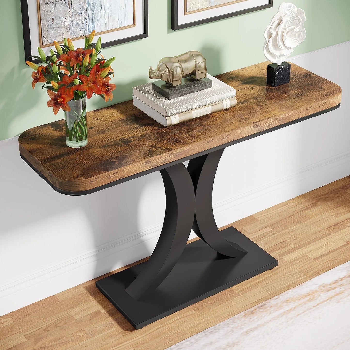 Ljustra Industrial Console Table 40 Inch Narrow Entryway Foyer Accent