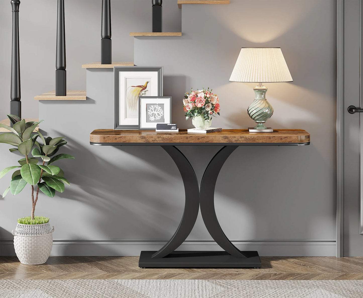 Ljustra Industrial Console Table 40 Inch Narrow Entryway Foyer Accent