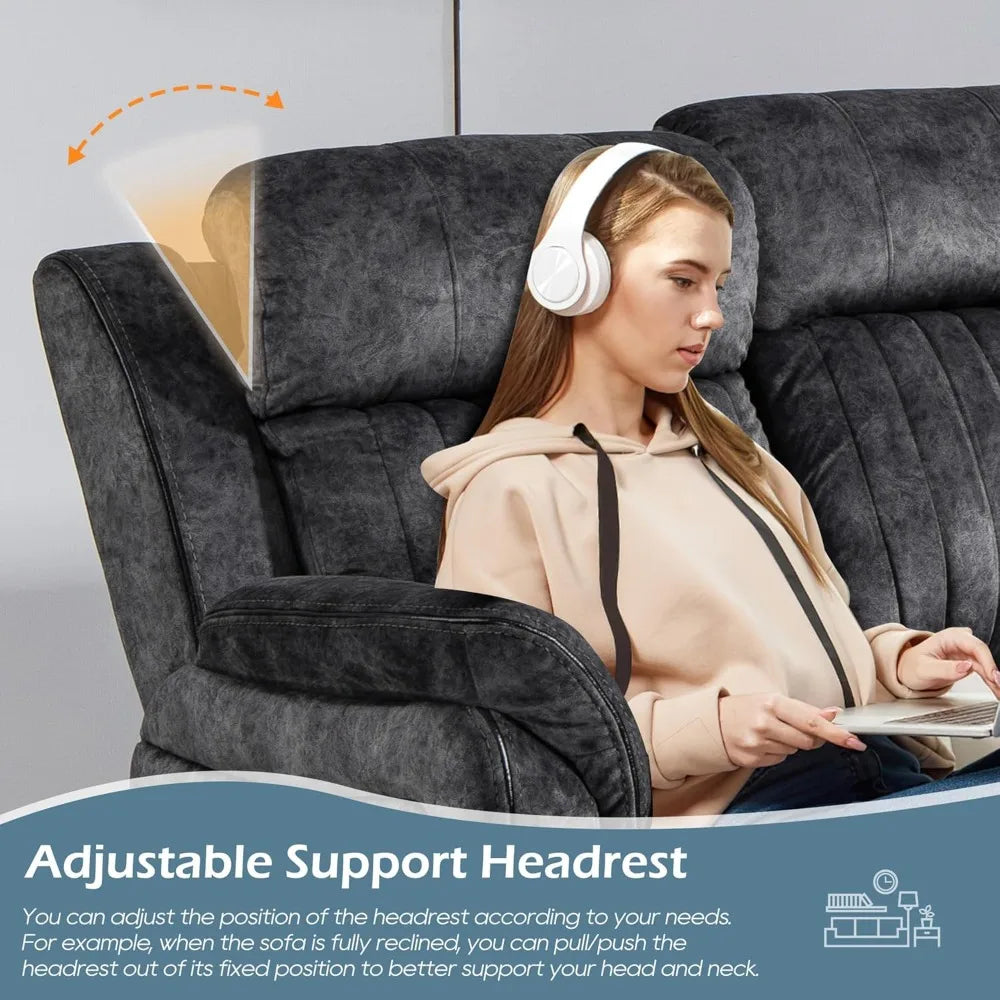 Ljustra Zero Gravity Power Reclining Sofa Adjustable Headrest USB Ports