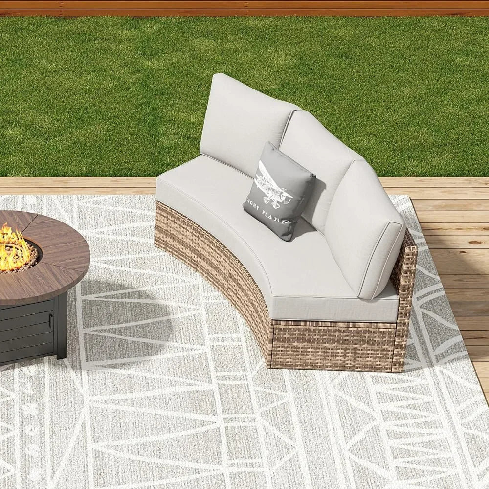 Ljustra Half-Moon Sectional Sofa Set Outdoor Patio Furniture with Cushions